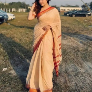 Half Silk Cream Saree