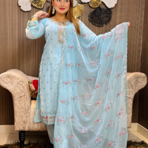 Soft Cyan Indian Georgette